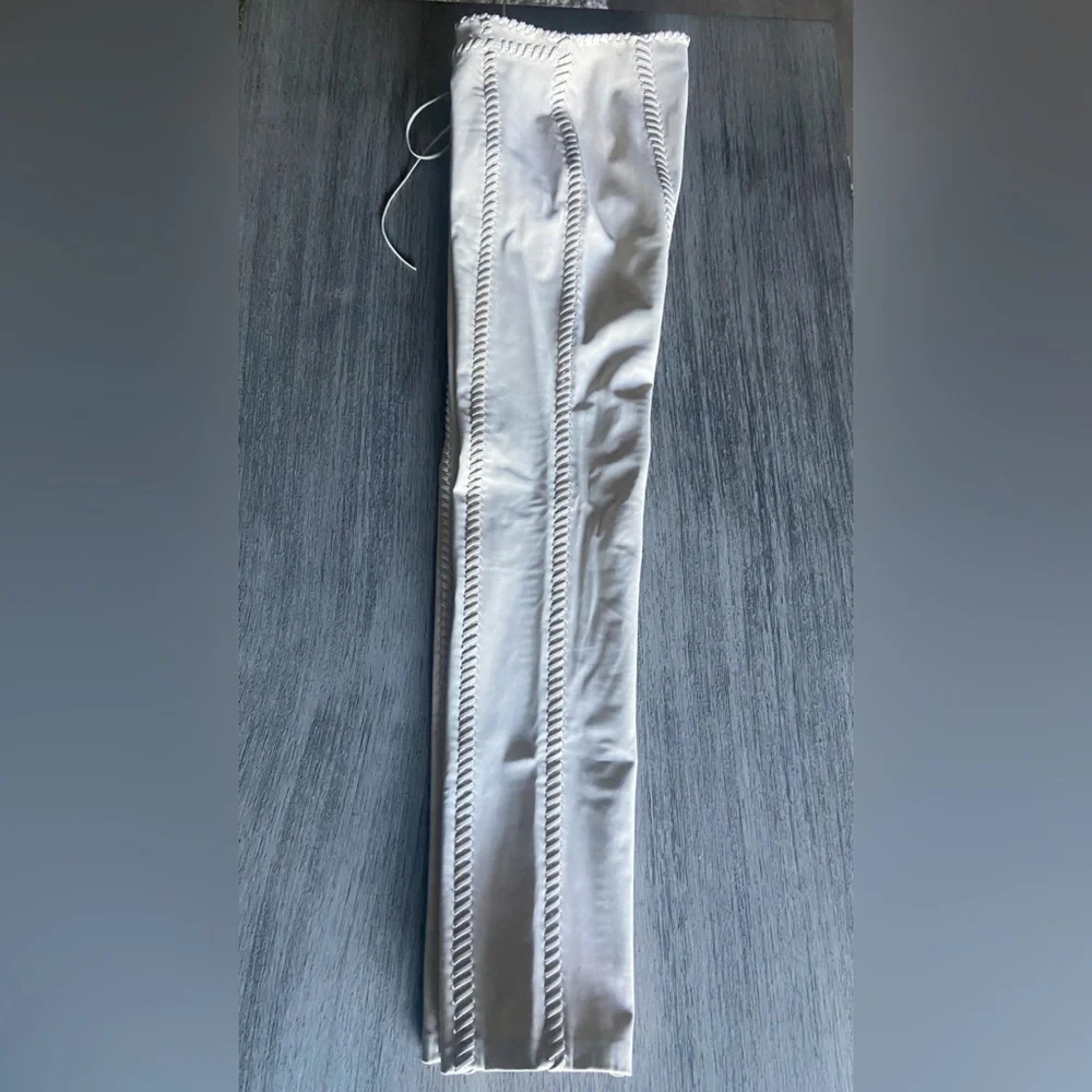 HOUSE OF CB 'Elliot' Cream Vegan Leather Lace Up Trousers~SMALL ~ - Picture 5 of 15